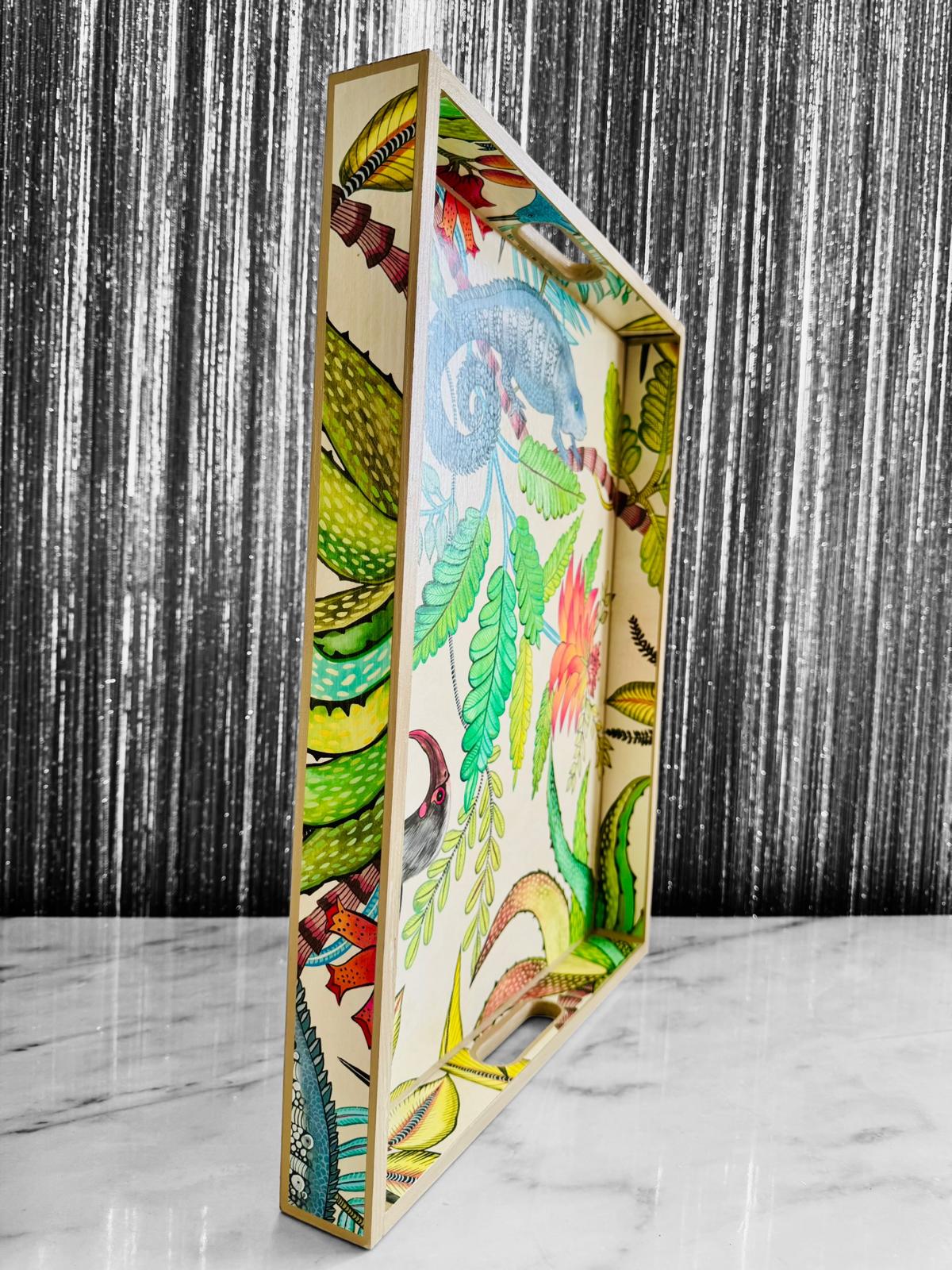Margate - Ottoman tray available in 4 x sizes - Decoupage in Savuti by Cole & Con in cream colour way