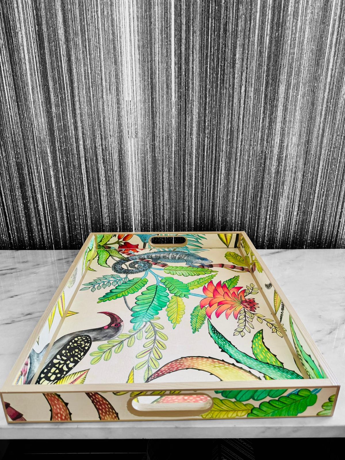 Margate - Ottoman tray available in 4 x sizes - Decoupage in Savuti by Cole & Con in cream colour way