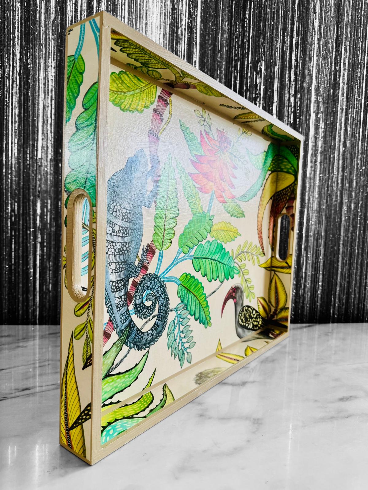 Margate - Ottoman tray available in 4 x sizes - Decoupage in Savuti by Cole & Con in cream colour way