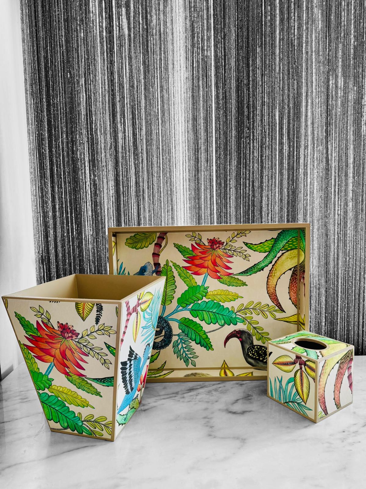 Margate - Ottoman tray available in 4 x sizes - Decoupage in Savuti by Cole & Con in cream colour way