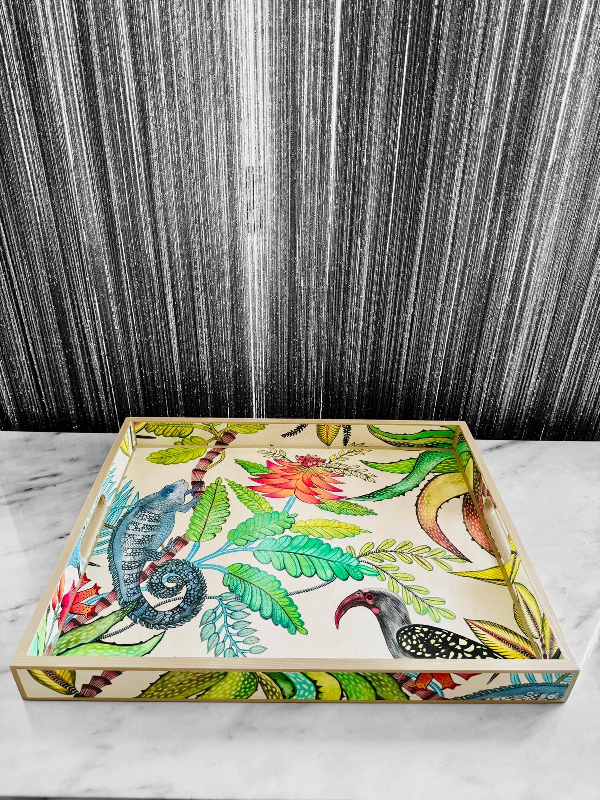 Margate - Ottoman tray available in 4 x sizes - Decoupage in Savuti by Cole & Con in cream colour way