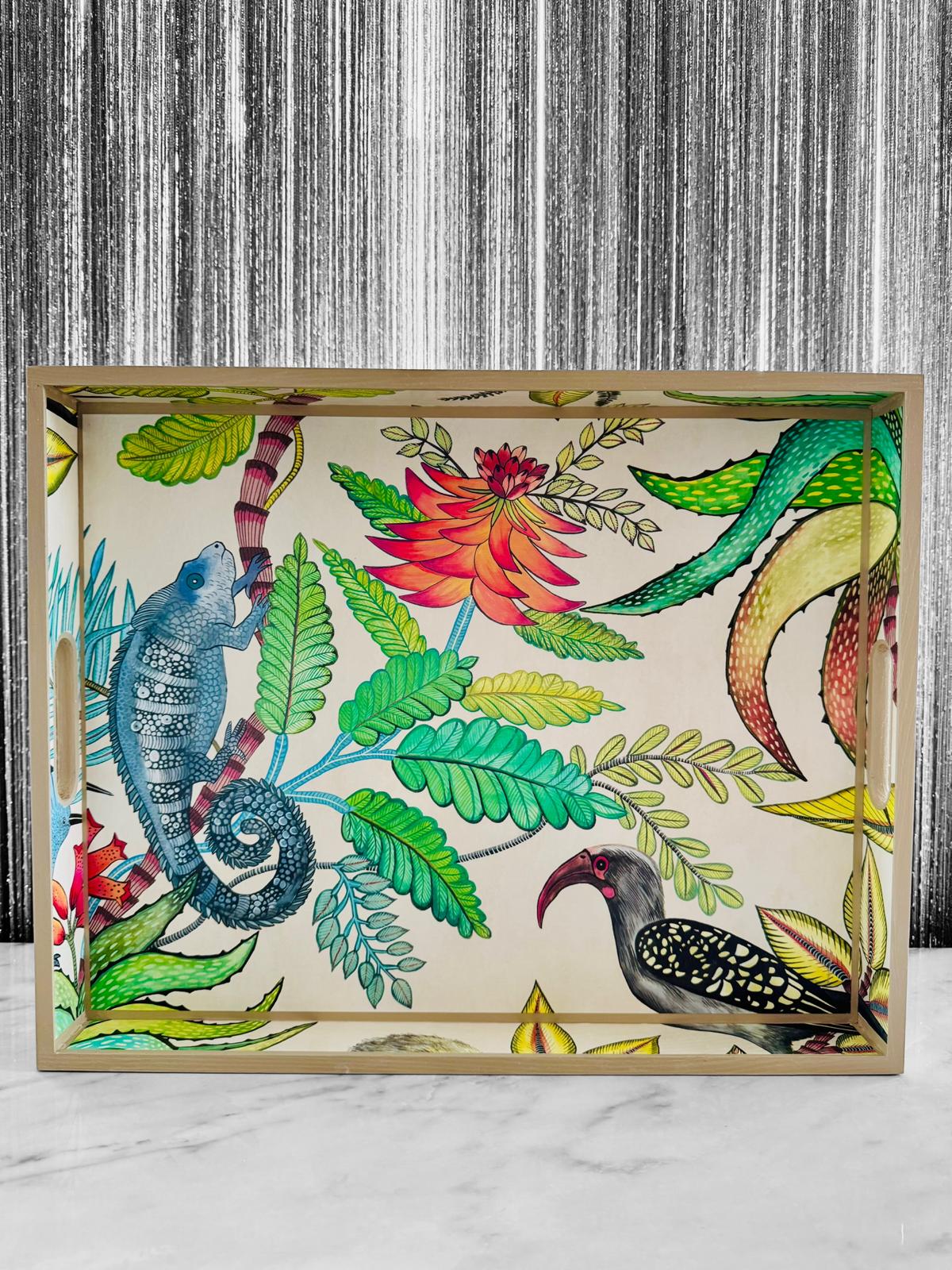 Margate - Ottoman tray available in 4 x sizes - Decoupage in Savuti by Cole & Con in cream colour way