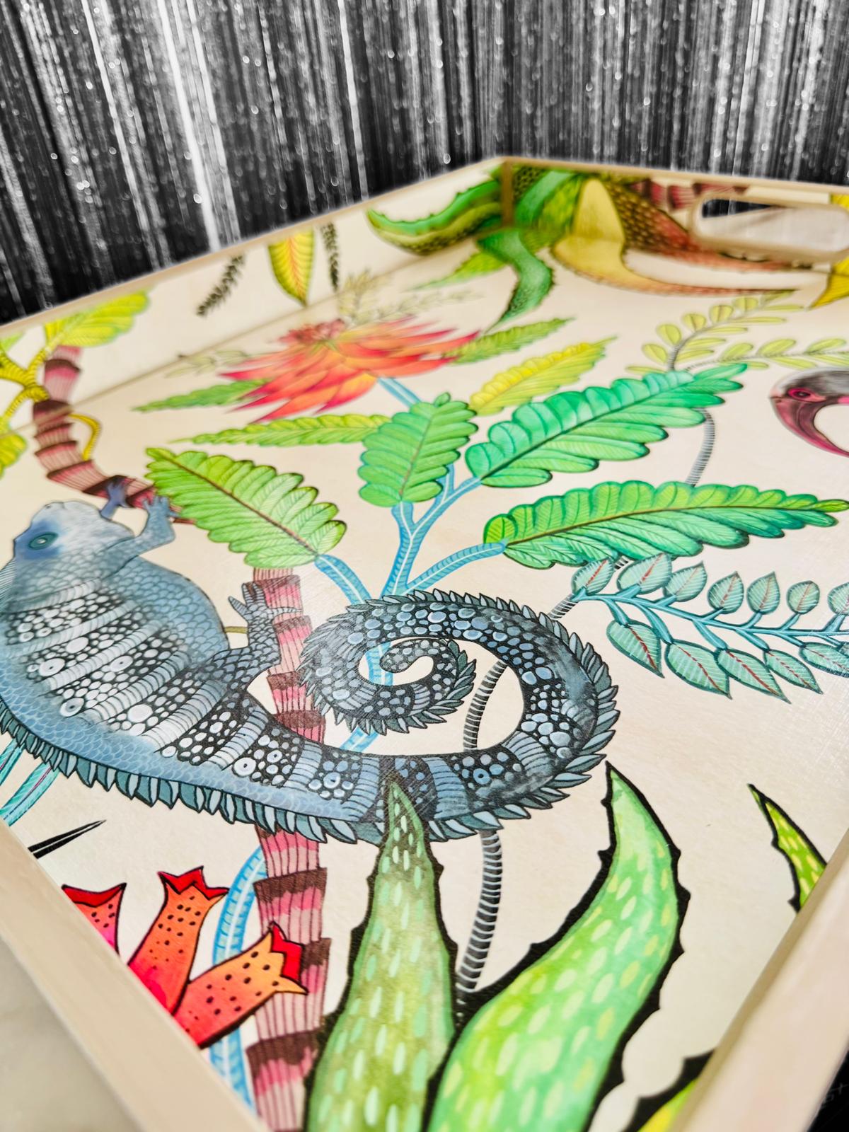 Margate - Ottoman tray available in 4 x sizes - Decoupage in Savuti by Cole & Con in cream colour way