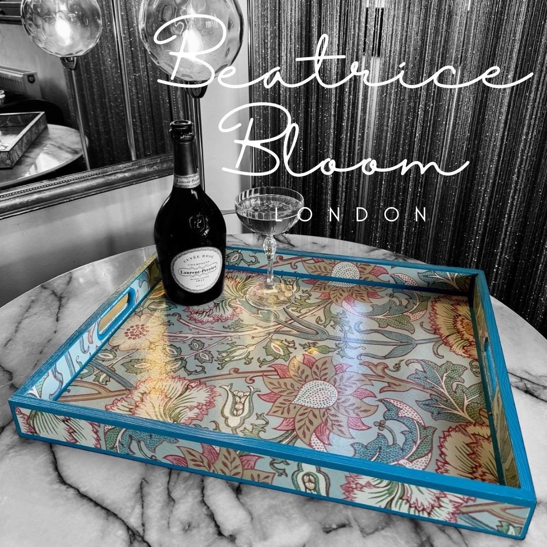 Handmade William Morris Pink and Rose large coffee table tray,decorative tray,ottoman tray,footstool tray in 5 X SIZES