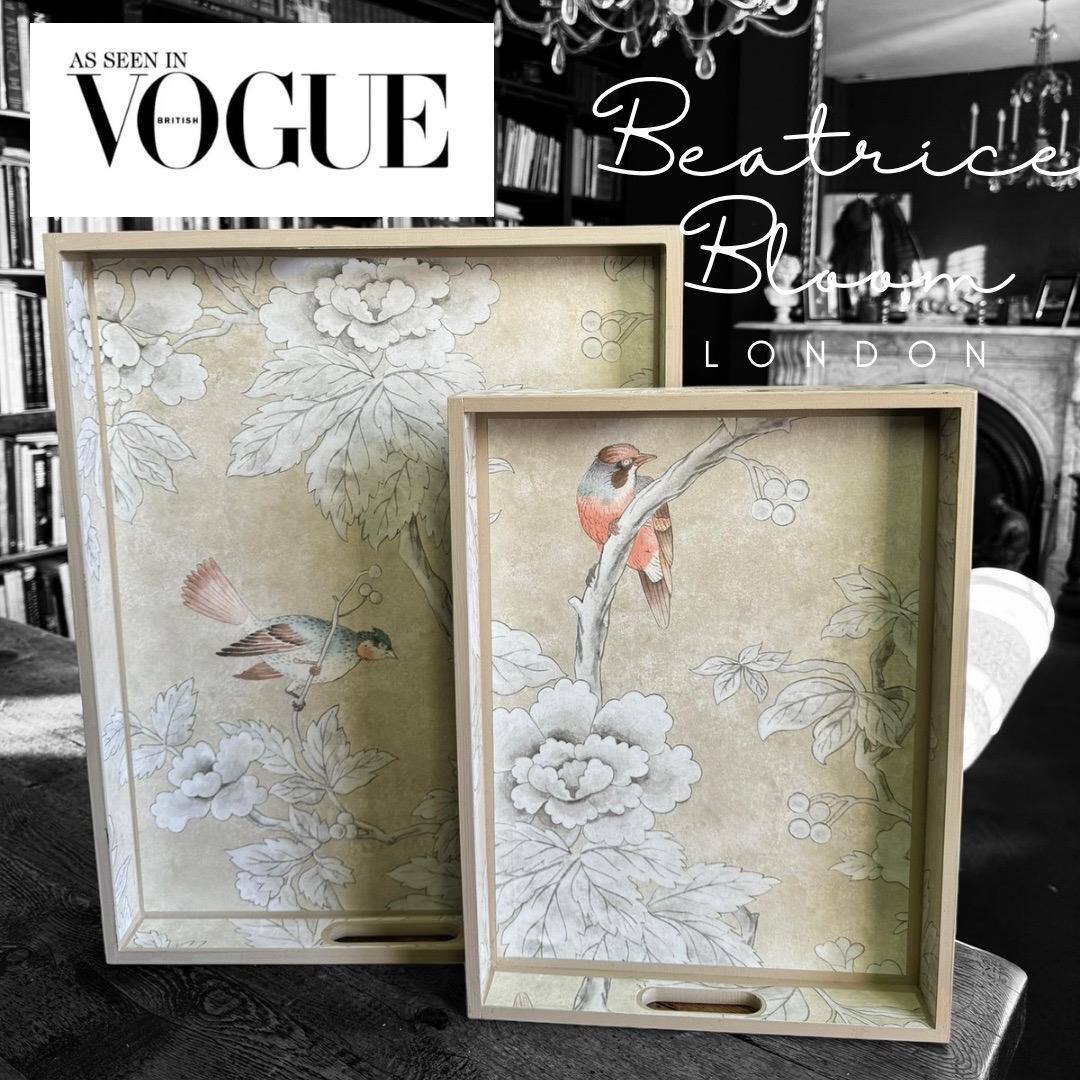 Chiswick - Ottoman tray available in 4 x sizes - Decoupage in Chiswick Grove by Sanderson in gold colourway