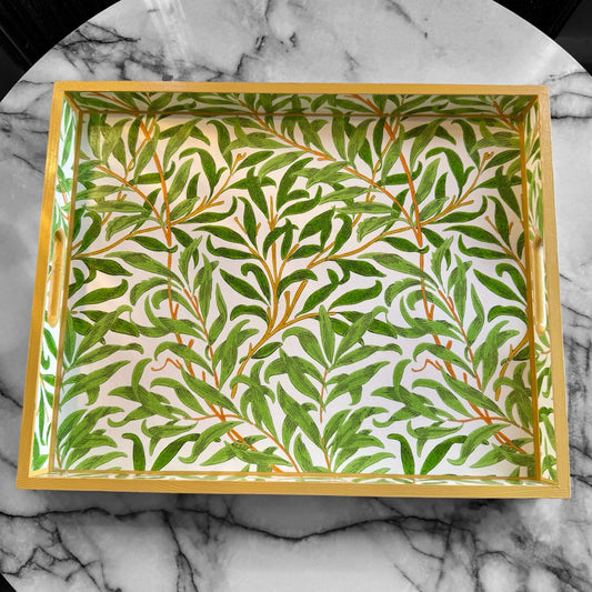 BROADSTAIRS - tray in 4 x sizes - Decoupage in Willow Boughs Cornubia/Morris & Co in green colourway