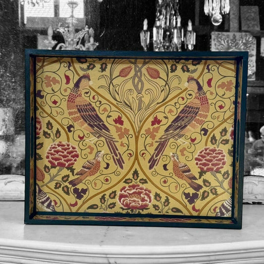 ASCOT - tray in 4 x sizes - Decoupage in William Morris Seasons/May by Morris & Co in Saffron Yellow colour way.