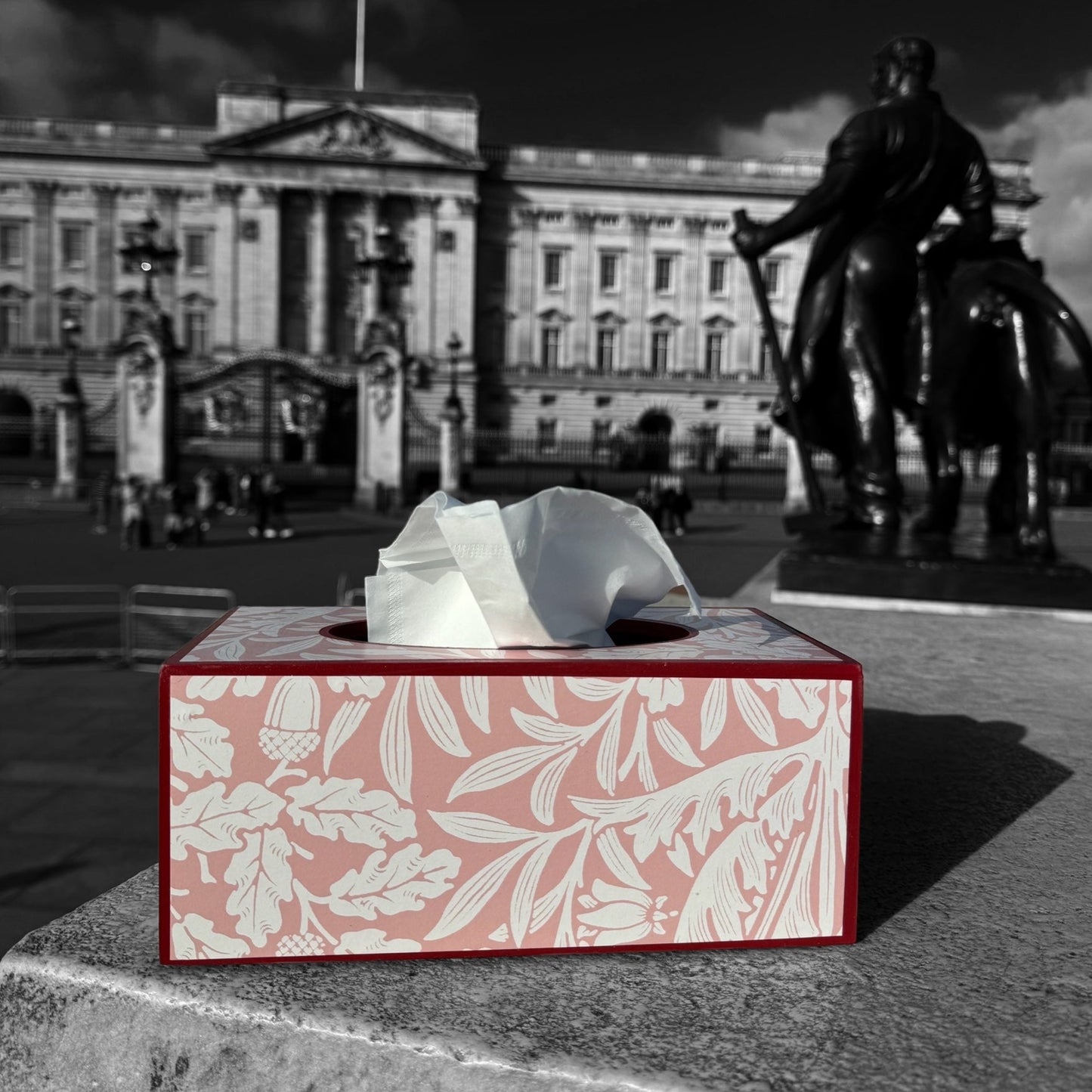 FITZROVIA - Rectangle tissue box cover - Decoupage in Acorn/Morris & Co in Blush colour way.