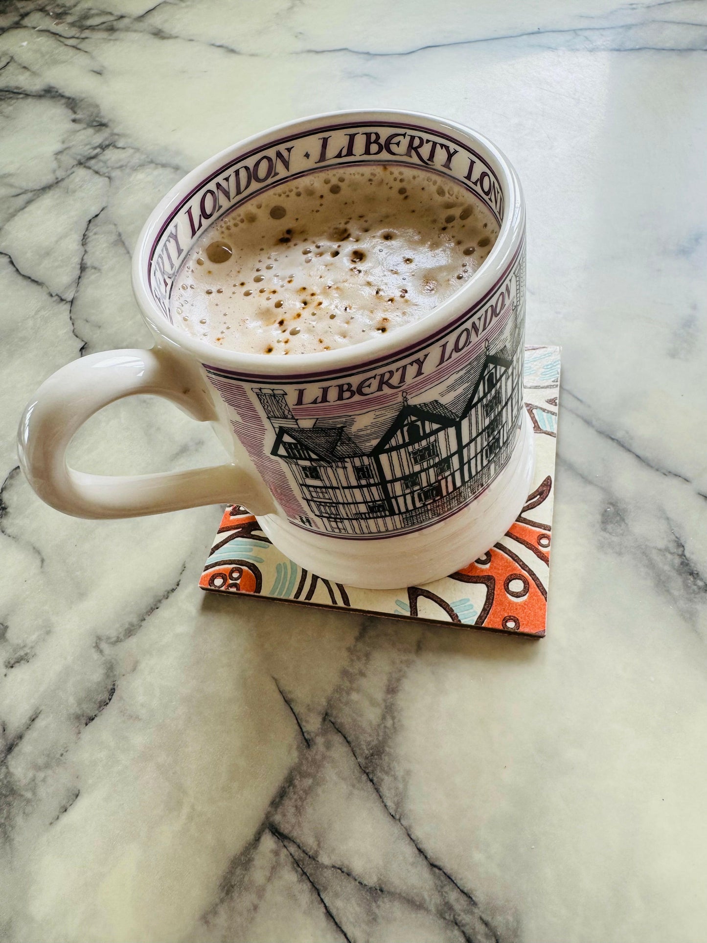 ISLINGTON set of 4 x handmade coasters in William Morris iconic Willow Bough & Batchelor's Button prints.