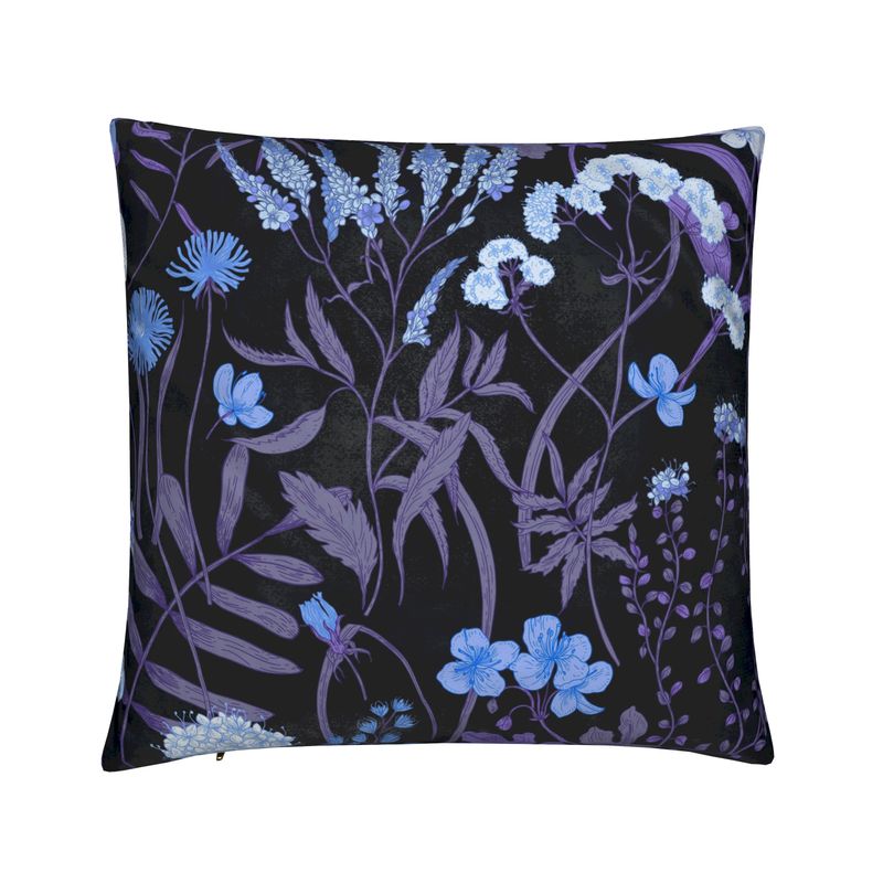 Twilight Meadow Botanical Velvet Cushion Cover