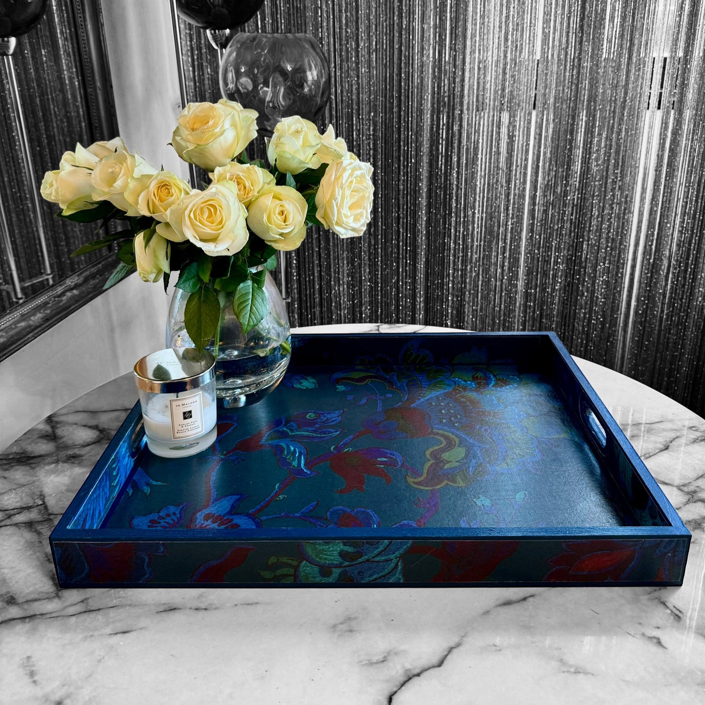 DOVER - Large Tray in 4 x sizes - Decoupage in House of Hackney Majorelle in petrol colour way