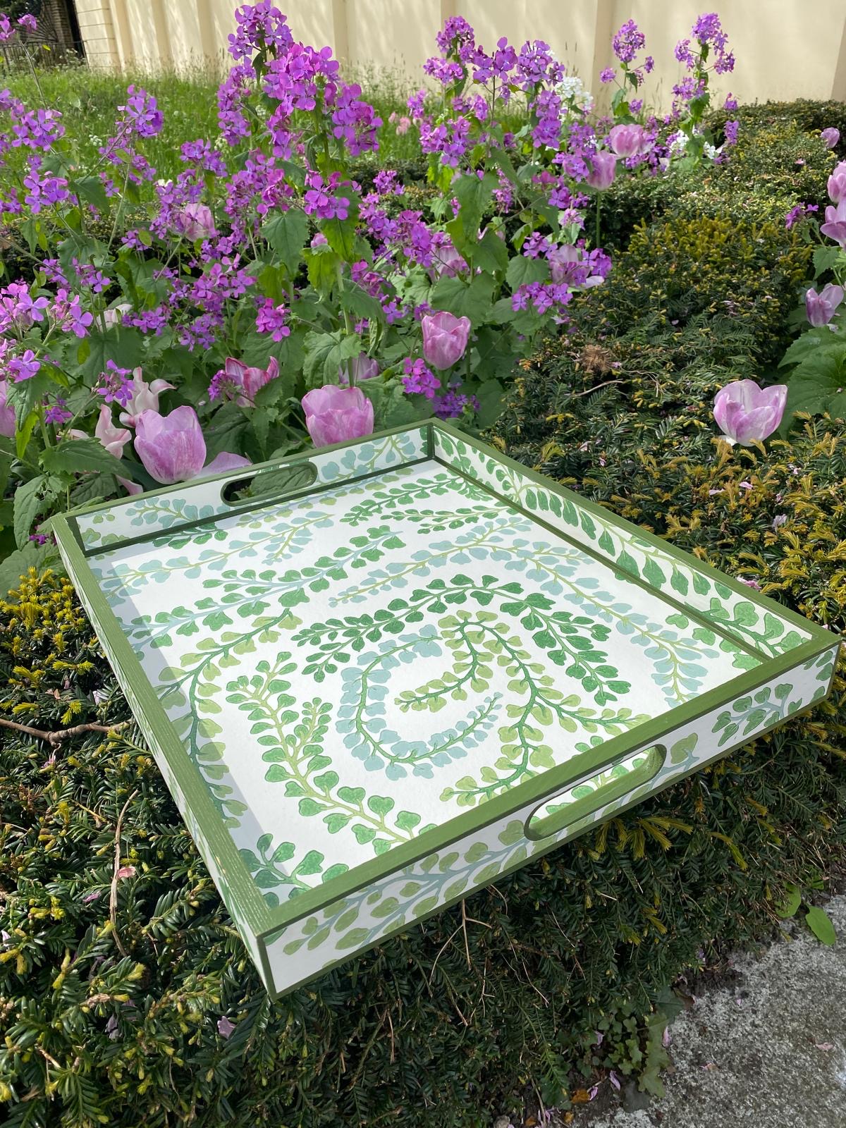 BARNES - tray comes in 4 x sizes - Decoupaged in Fayola/Harlequin in clover/chalk colourway.