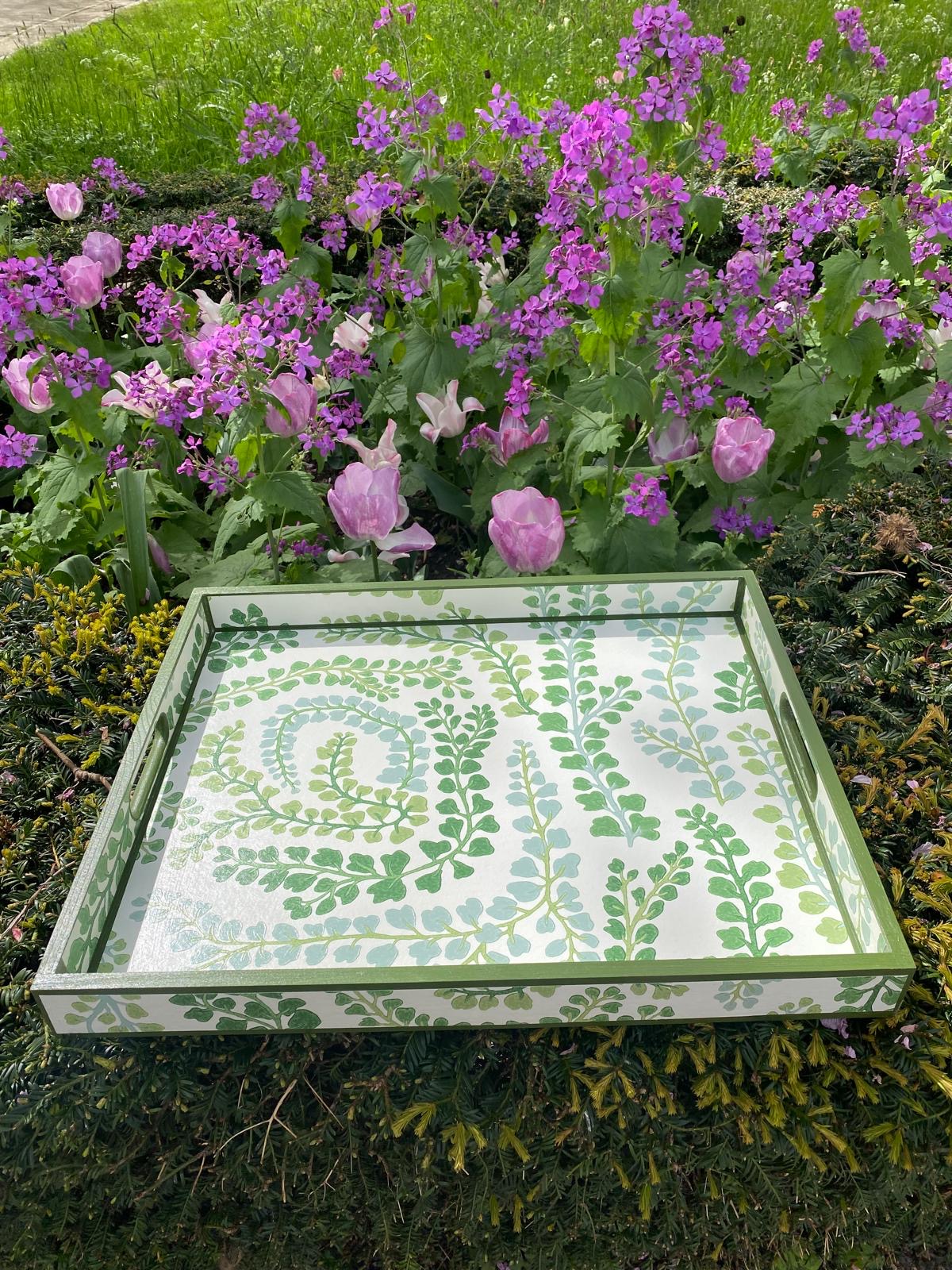 BARNES - tray comes in 4 x sizes - Decoupaged in Fayola/Harlequin in clover/chalk colourway.