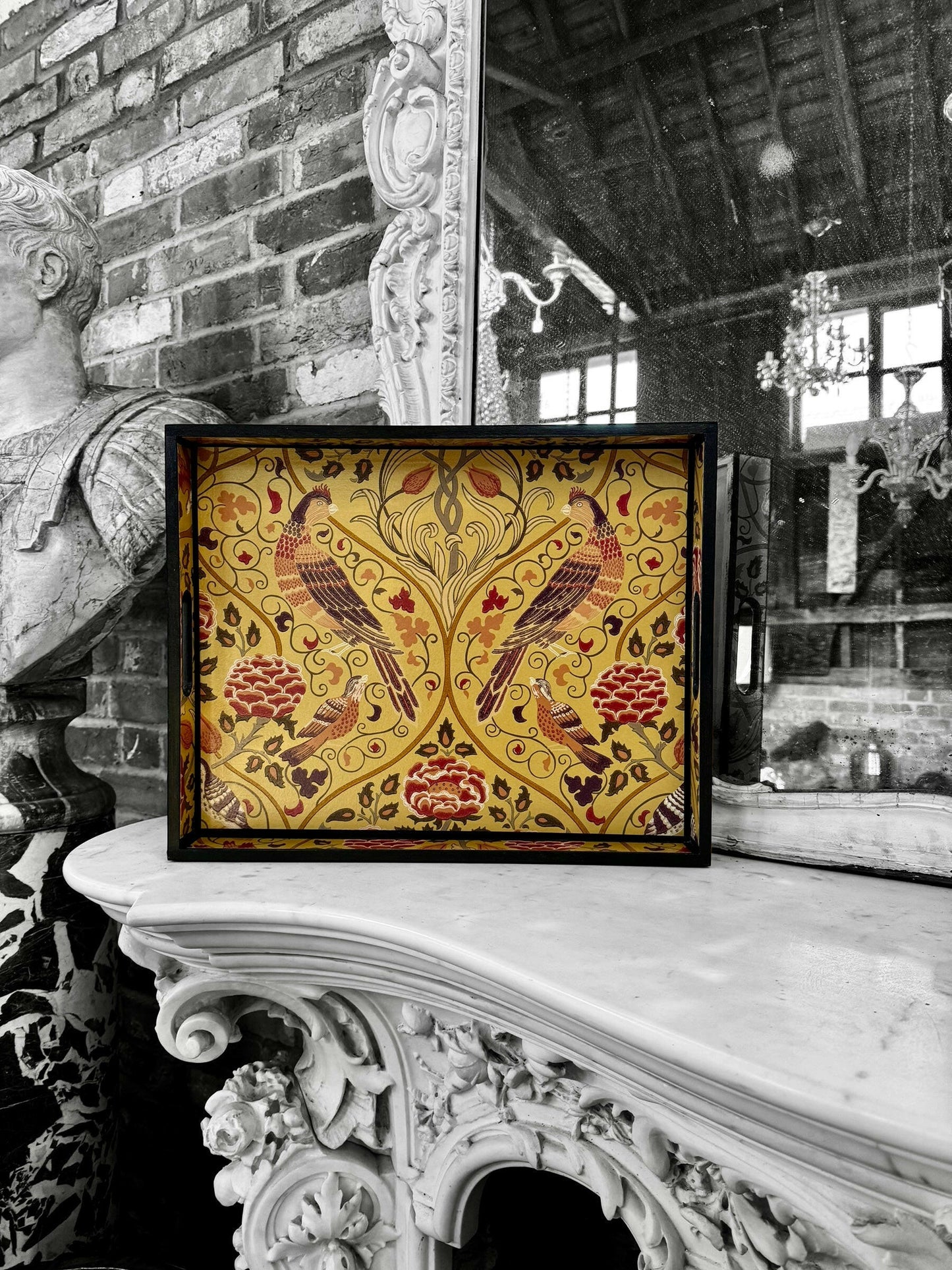 ASCOT - tray in 4 x sizes - Decoupage in William Morris Seasons/May by Morris & Co in Saffron Yellow colour way.