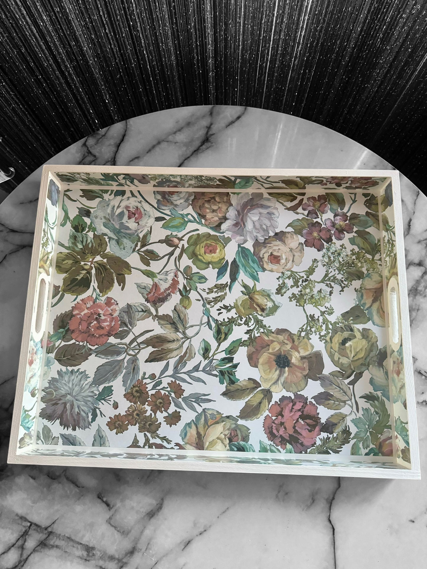 HOVE - Large Tray - Decoupage Designers Guild Mansur in Zinc colour way