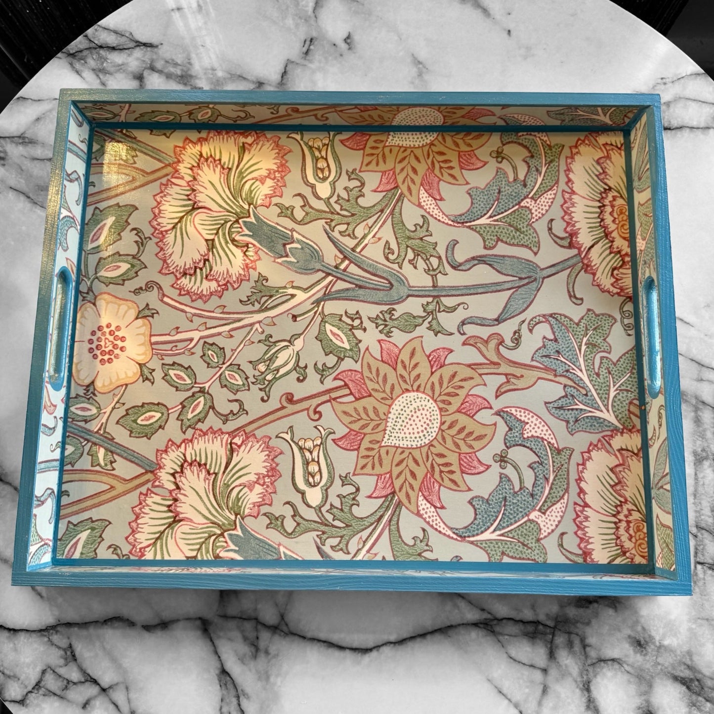 **LIMITED EDITION** KENSINGTON Large Tray - Decoupage in Pink and Rose by Morris & Co in Eggshell/Rose colour way