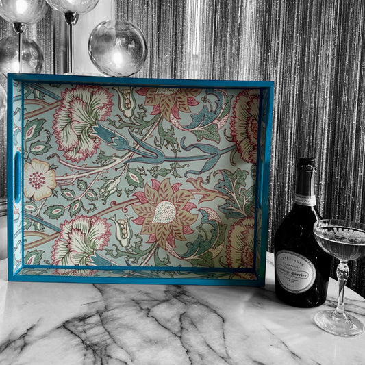 **LIMITED EDITION** KENSINGTON Large Tray - Decoupage in Pink and Rose by Morris & Co in Eggshell/Rose colour way