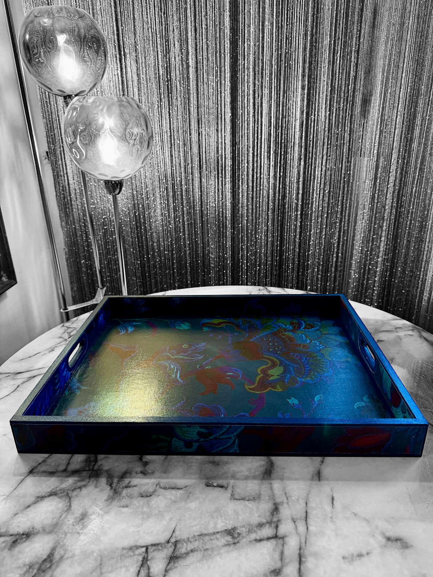 DOVER - Large Tray in 4 x sizes - Decoupage in House of Hackney Majorelle in petrol colour way