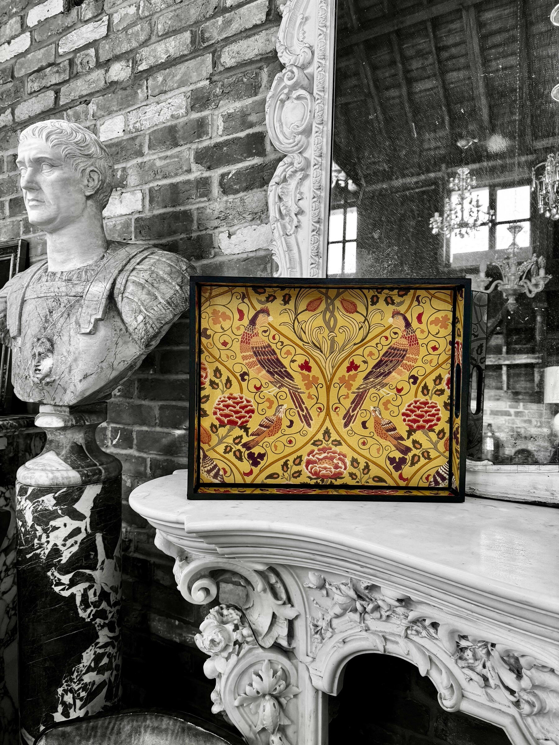 ASCOT - tray in 4 x sizes - Decoupage in William Morris Seasons/May by Morris & Co in Saffron Yellow colour way.