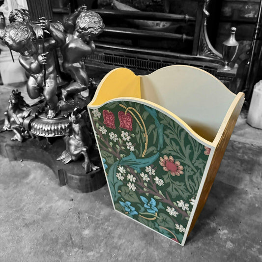 MARYLEBONE - waste paper bin - Decoupage in Blackthorn/Morris & Co in green colourway.