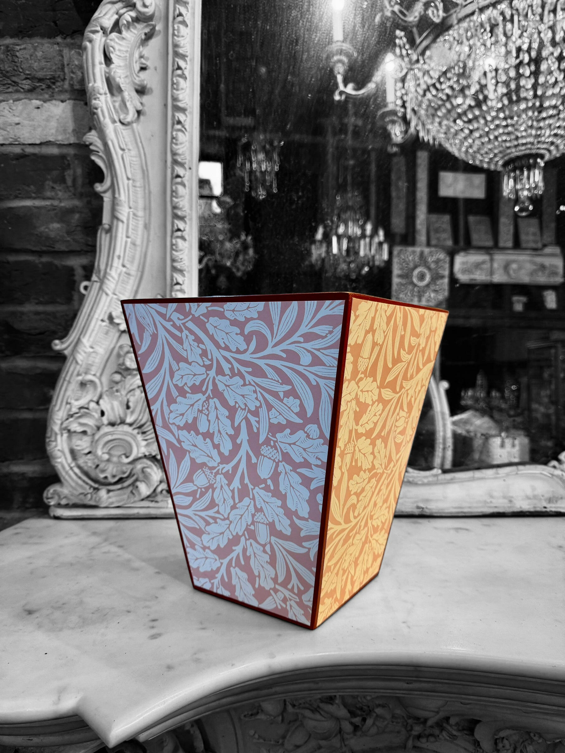 FITZROVIA - Waste paper bin - Decoupage in Acorn/Morris & Co in Blush colour way.