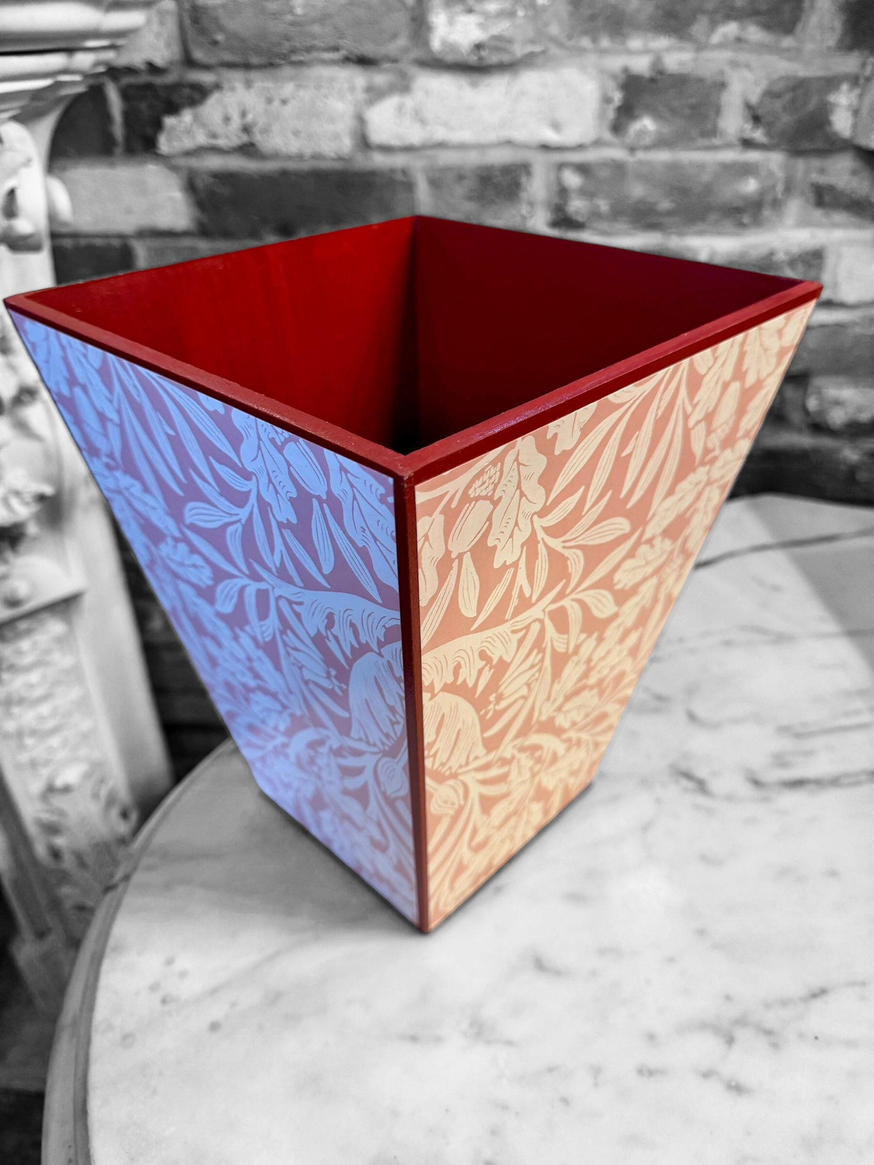 FITZROVIA - Waste paper bin - Decoupage in Acorn/Morris & Co in Blush colour way.