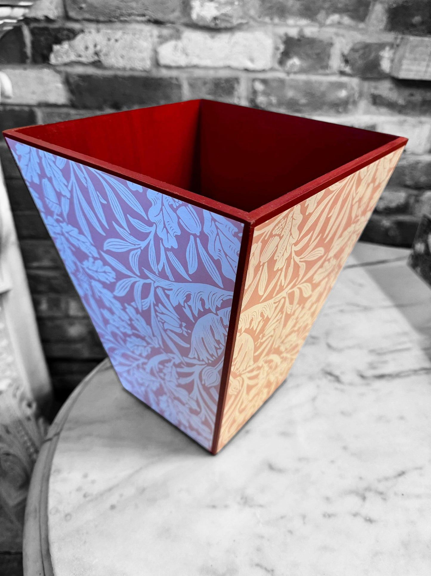 FITZROVIA - Waste paper bin - Decoupage in Acorn/Morris & Co in Blush colour way.