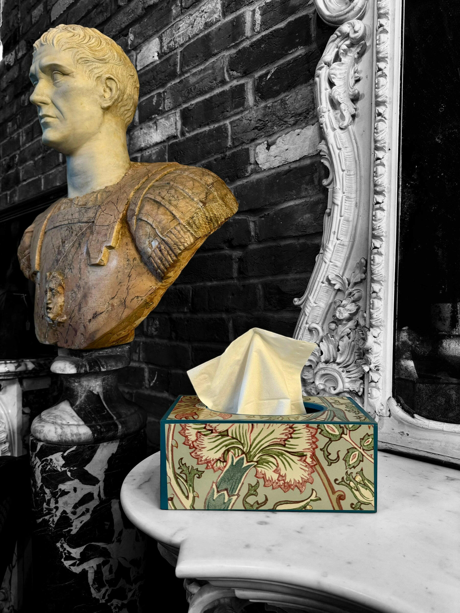 KENSINGTON **LIMITED EDITION** Rectangle tissue box cover - Decoupage in Pink and Rose Morris & Co in Eggshell/Rose colour way.