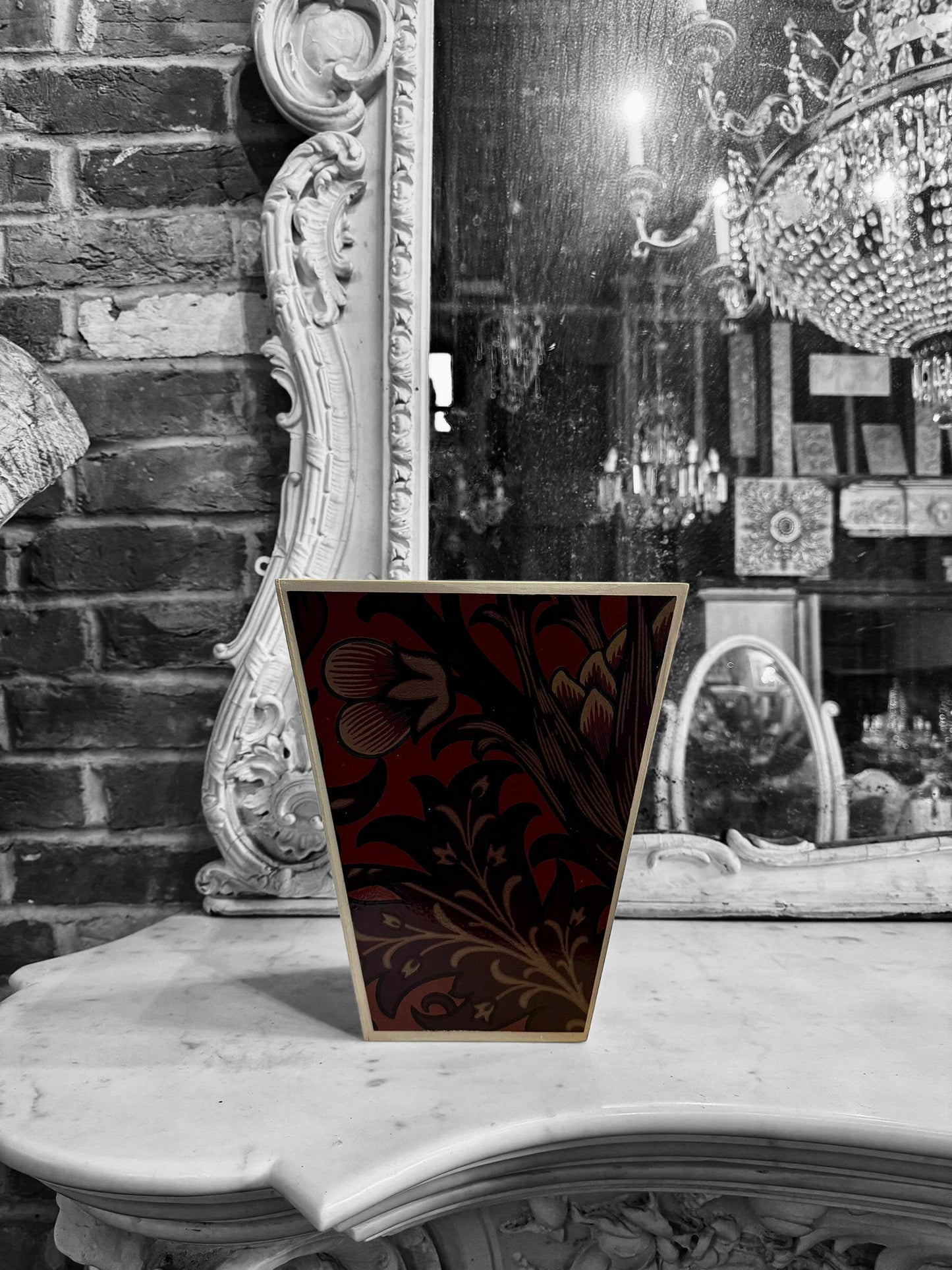 CAMDEN - Waste paper bin - Decoupage in Artichoke/Morris & Co/Sanderson in wine colourway..