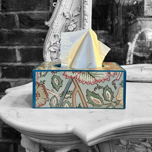 KENSINGTON **LIMITED EDITION** Rectangle tissue box cover - Decoupage in Pink and Rose Morris & Co in Eggshell/Rose colour way.