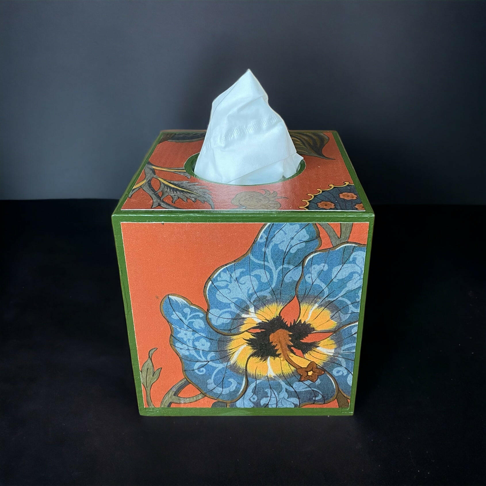 SHOREDITCH **LIMITED EDITION** Square tissue box holder - Decoupage in House of Hackney/Artemis in Sienna colour way..