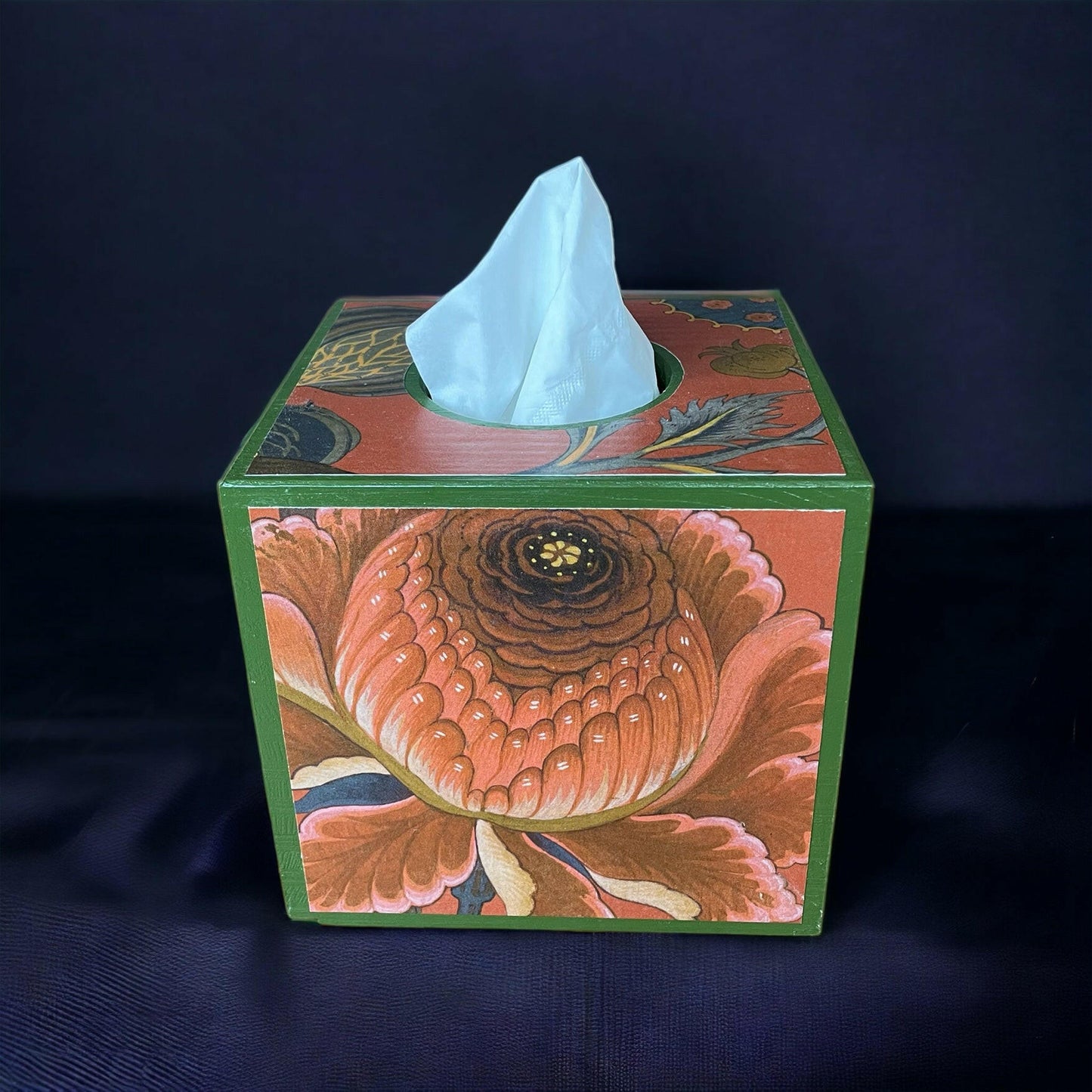 SHOREDITCH **LIMITED EDITION** Square tissue box holder - Decoupage in House of Hackney/Artemis in Sienna colour way..