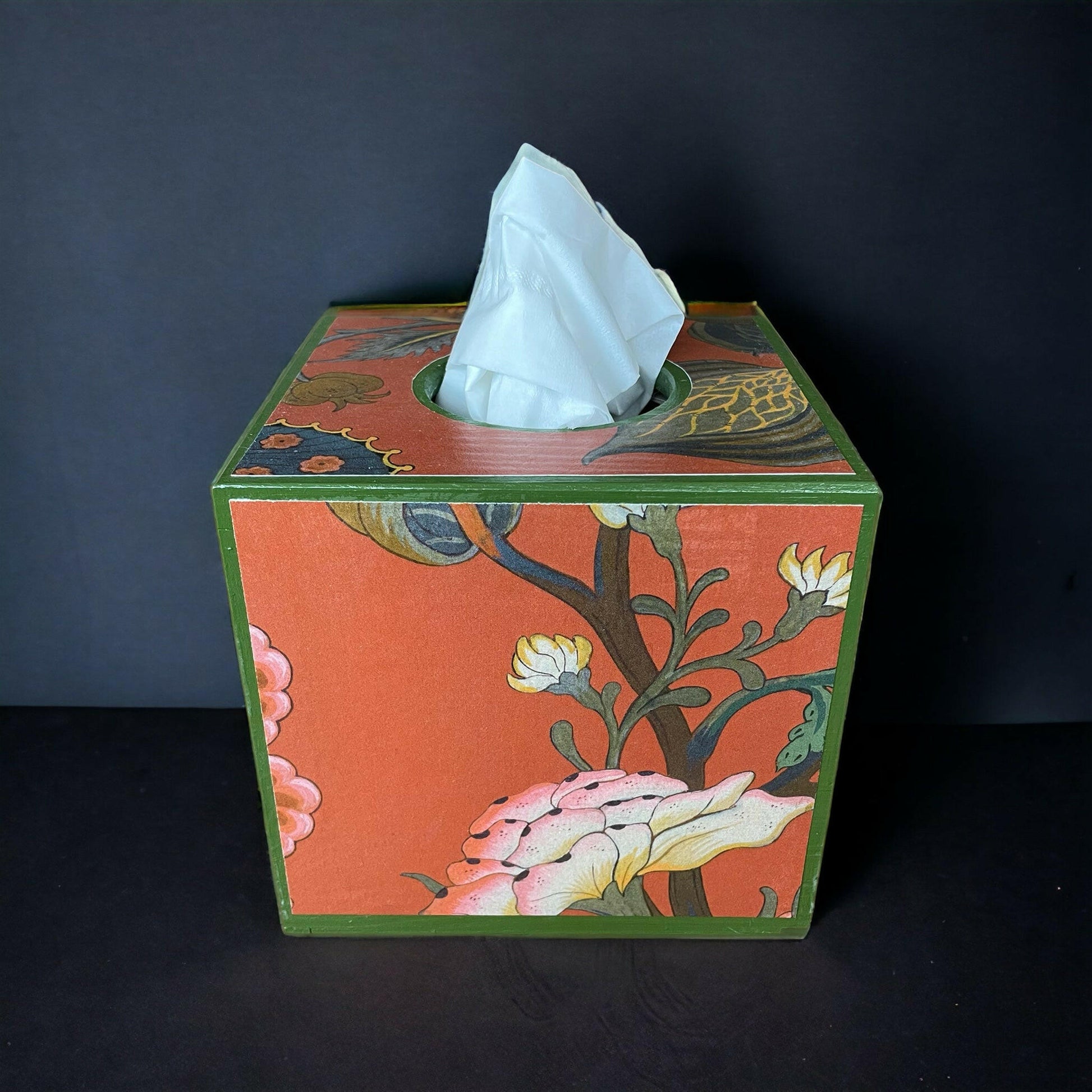 SHOREDITCH **LIMITED EDITION** Square tissue box holder - Decoupage in House of Hackney/Artemis in Sienna colour way..