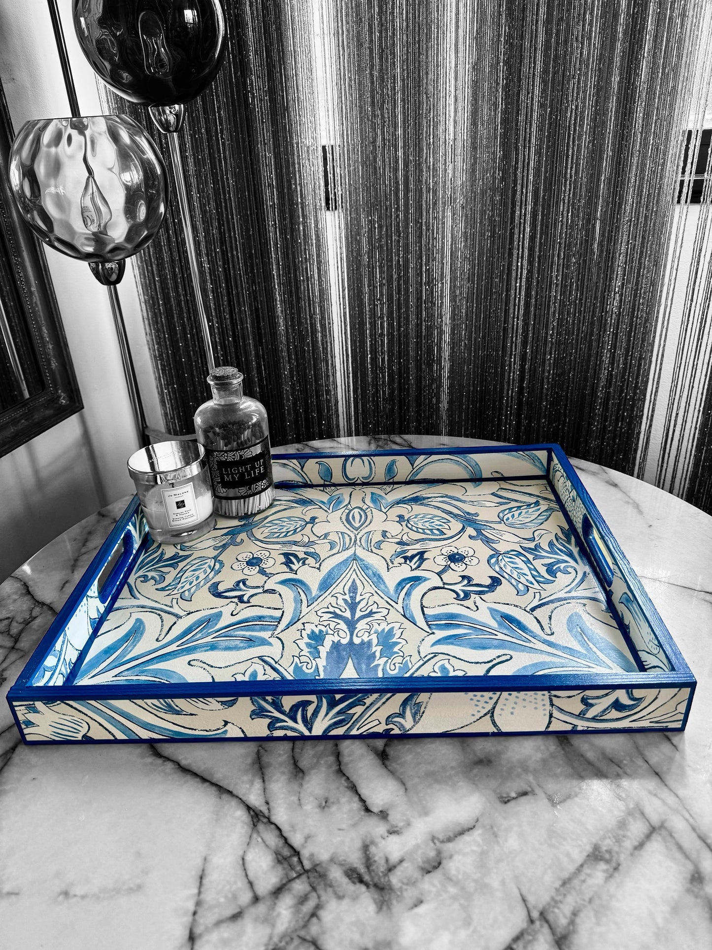 FULHAM tray available in 4 x sizes - Decoupage in Simply Severne/Morris & Co in blue colourway