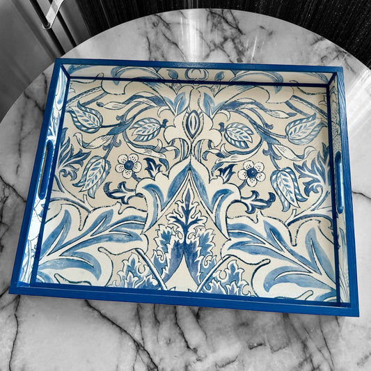 FULHAM tray available in 4 x sizes - Decoupage in Simply Severne/Morris & Co in blue colourway