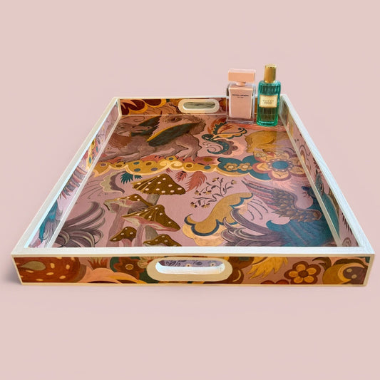 Stoke Newington - Ottoman tray in 4 x sizes - Decoupage in Phantasia by House of Hackney in Tourmaline colourway