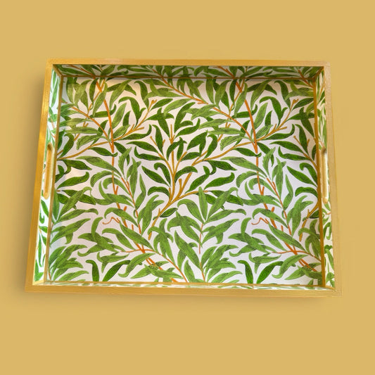 Broadstairs - Ottoman tray available in 4 x sizes - Decoupage in William Morris Willow Boughs by Morris & Co in spring colourway