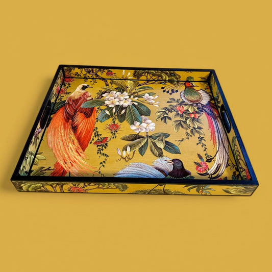 Greenwich - Ottoman tray available in 4 x sizes - Decoupage in Songbird oriental paper in gold colourway