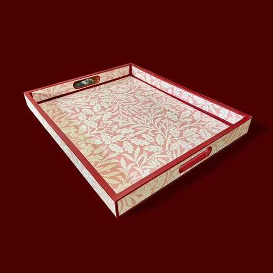 Fitzrovia - Ottoman tray available in 4 x sizes - Decoupage in William Morris Acorn by Morris & Co in blush colourway