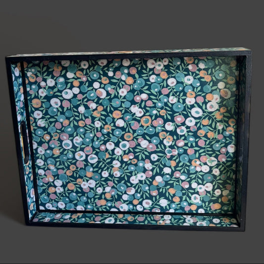 Carnaby - Ottoman tray available in 4 x sizes - Decoupage in Wiltshire Print by Liberty of London in lechen colourway