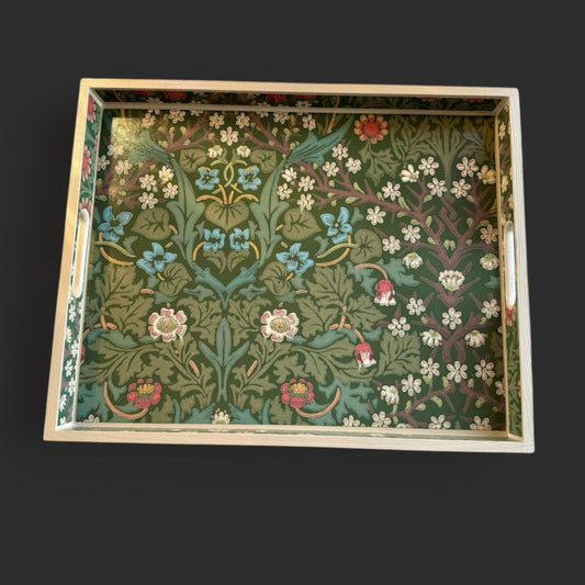 Marylebone - Ottoman tray available in 4 x sizes - Decoupage in William Morris Blackthorn in archive colourway