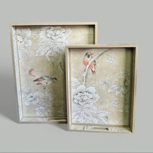 Chiswick - Ottoman tray available in 4 x sizes - Decoupage in Chiswick Grove by Sanderson in gold colourway