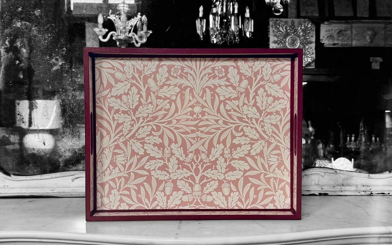 FITZROVIA - Tray in 4 x sizes - Decoupage in Acorn/Morris & Co in Blush colourway..