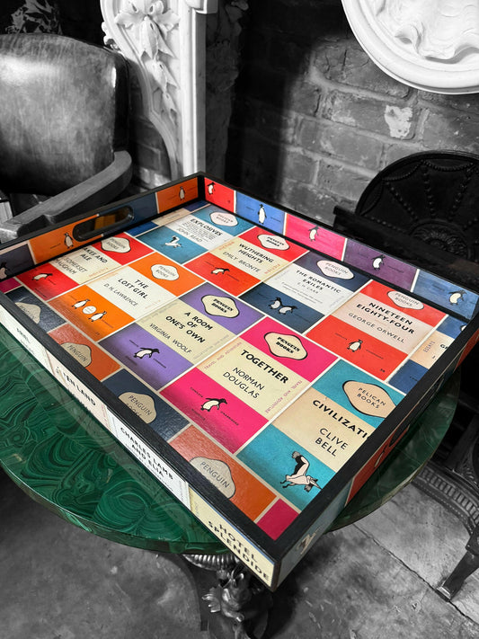 OXFORD - Tray comes in 4 x sizes - Decoupage in Penguin Library/Osborne & Little.