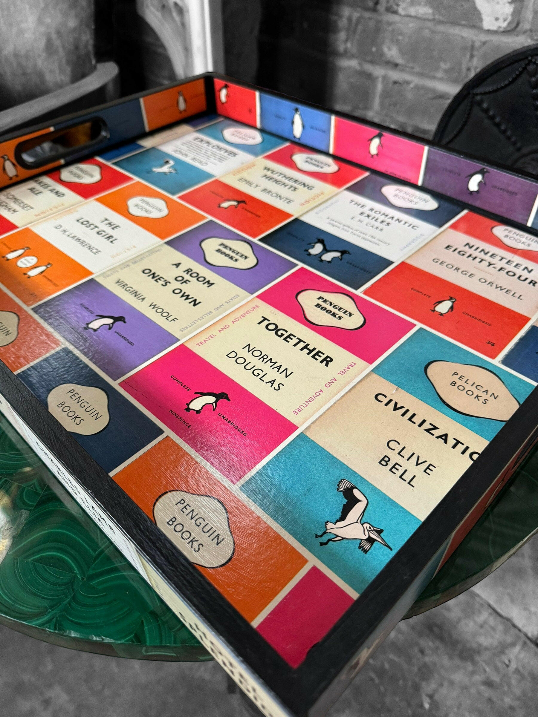 OXFORD - Tray comes in 4 x sizes - Decoupage in Penguin Library/Osborne & Little.