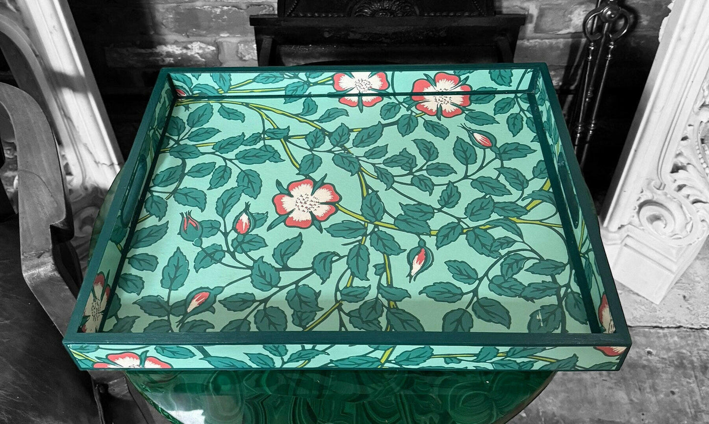 NORFOLK Tray in 4 x sizes - Decoupage in Briar Rose/Little Greene.