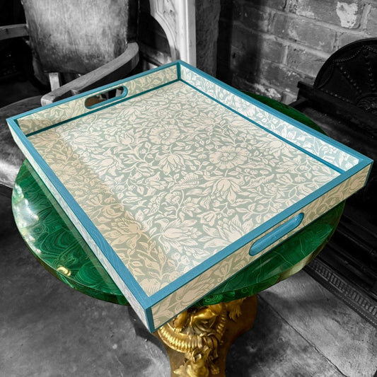 CHELSEA - Tray in 4 x sizes - Decoupage in Mallow/Morris & Co in Chalk/Duck Egg colour way..