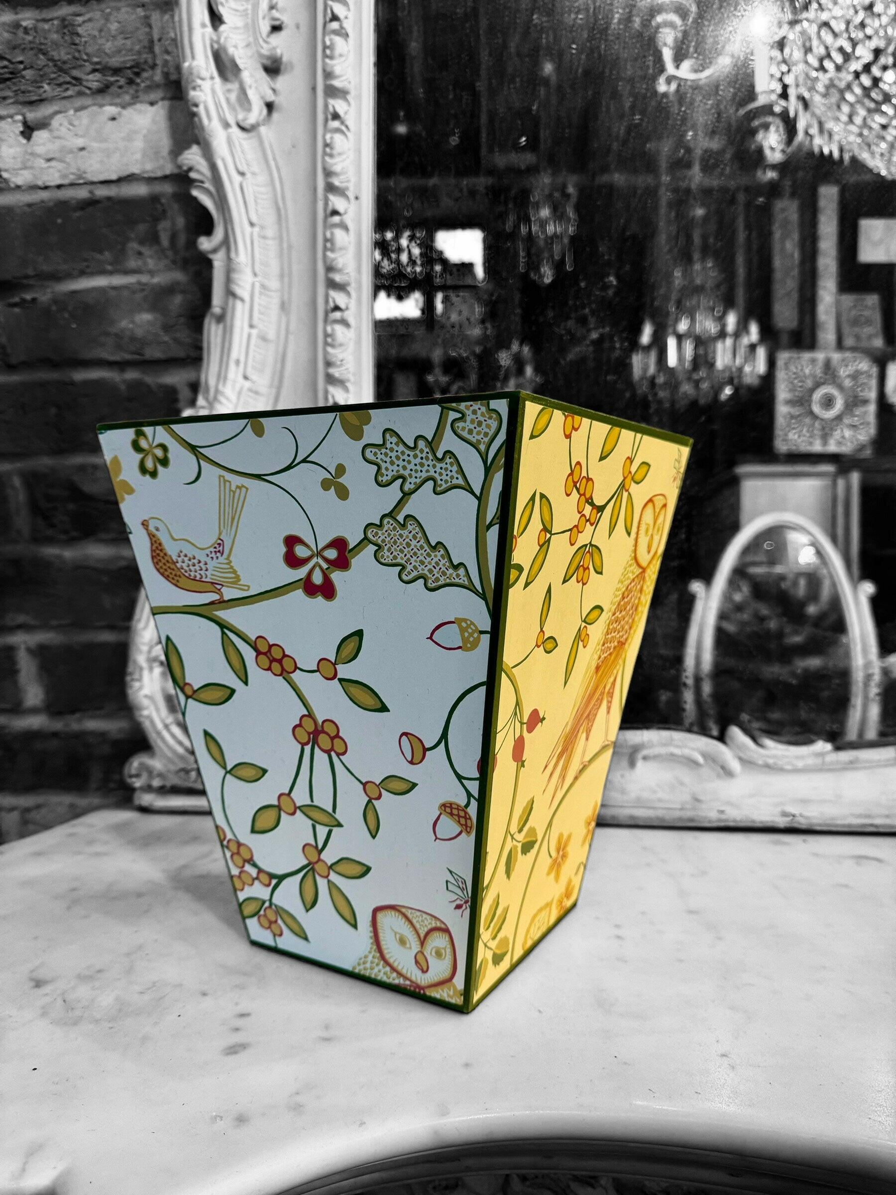 PIMLICO Waste paper bin & long tissue box cover - Decoupage in Newell/Morris and Co.